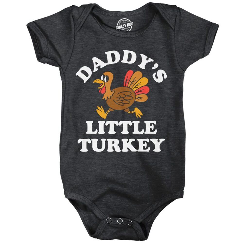 Daddys Little Turkey Baby Bodysuit Funny Thanksgiving Jumper
